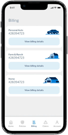 Walk through of Texas Farm Bureau Insurance in app billing