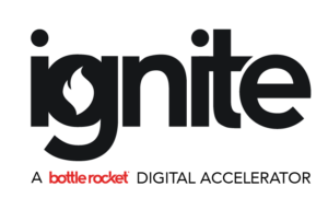 Ignite logo. A Bottle Rocket digital accelerator