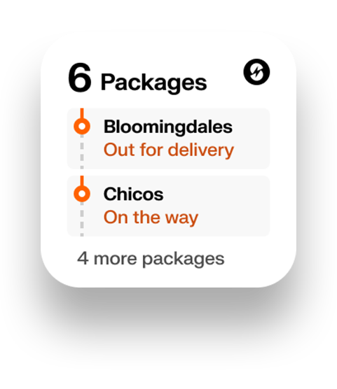 Widget module showing package tracking